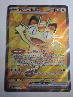 Meowth ex 107/088 Full Art Ultra Rare Shimmering Gold Foil NM